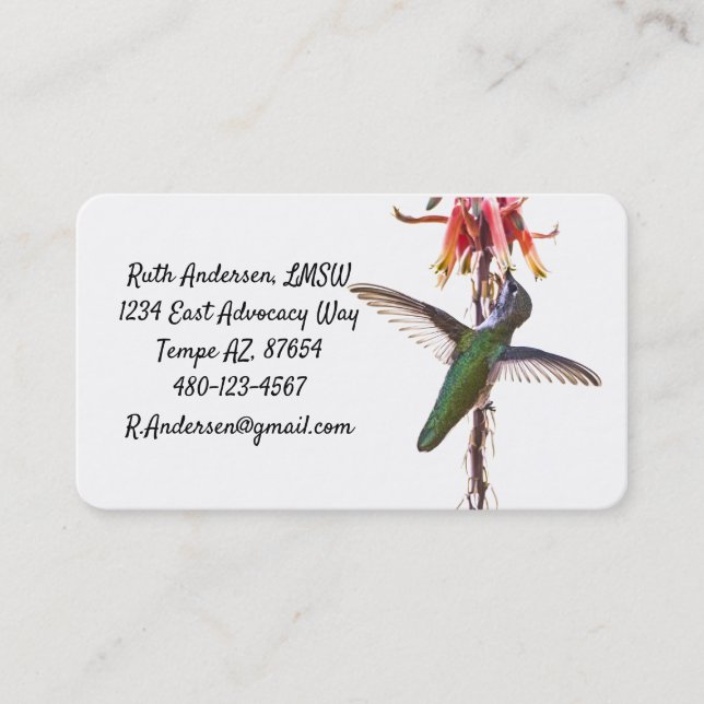 Tarjeta De Visita Alas de colibrí (Anverso)