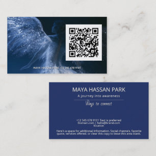 Tarjeta De Visita Alas de Luz Estelar   Código QR de Ángel Alado