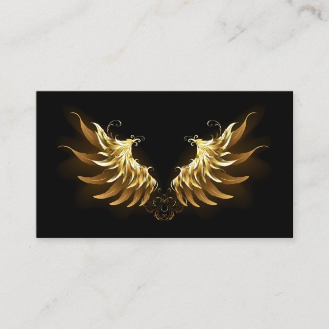 Tarjeta De Visita Alas del Ángel de Oro sobre fondo negro (Anverso)