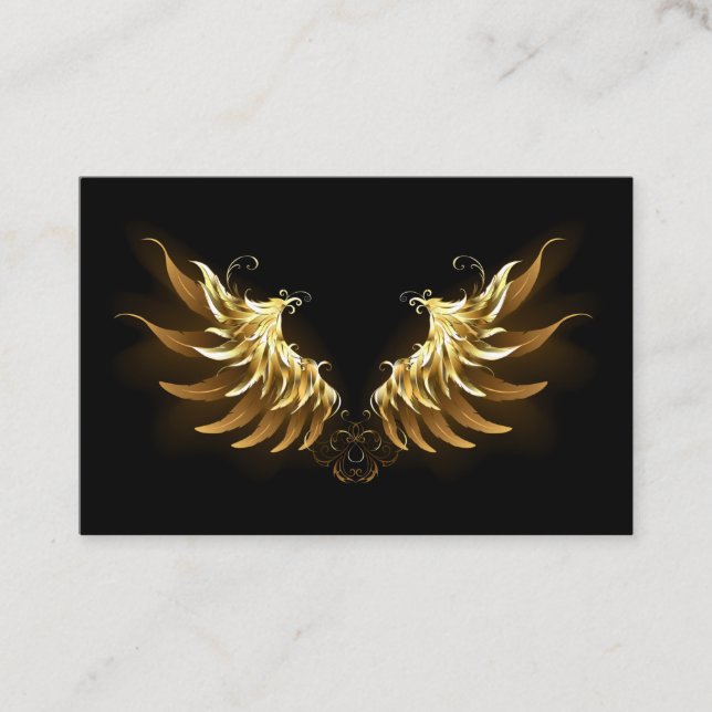 Tarjeta De Visita Alas del Ángel de Oro sobre fondo negro (Anverso)
