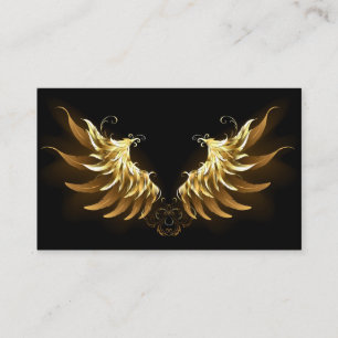 Tarjeta De Visita Alas del Ángel de Oro sobre fondo negro