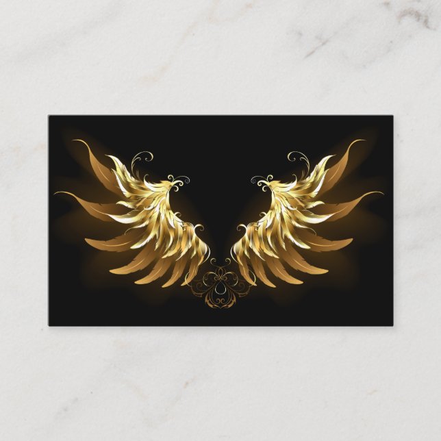 Tarjeta De Visita Alas del Ángel de Oro sobre fondo negro (Anverso)