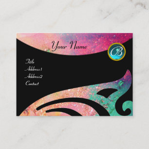 Tarjeta De Visita ALAS ELEGANTES MONOGRAMA ,AQUA AZUL ,rosa,verde,ve