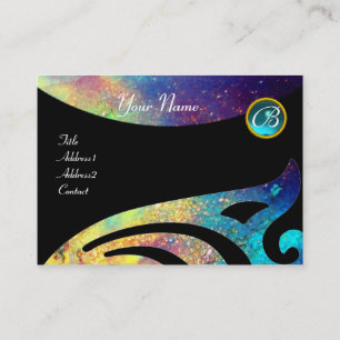 Tarjeta De Visita ALAS ELEGANTES MONOGRAMA, AZUL de la AGUAMARINA,