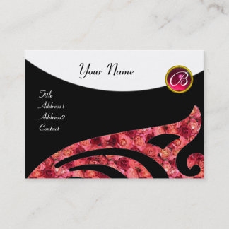 Tarjeta De Visita ALAS ESTILOSAS 2 MONOGRAMA ,ROJO RUBÍ,rosa fucsia