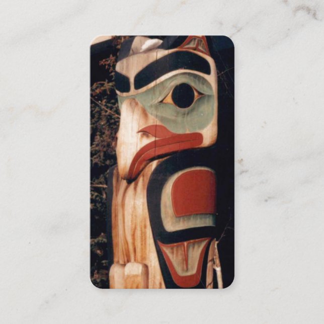 Tarjeta De Visita Alaska Carved Wooden Totem Pole Foto Diseñada (Anverso)