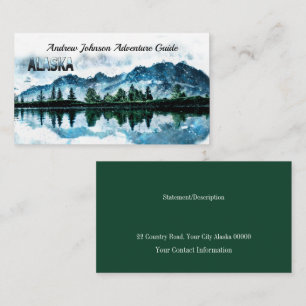 Tarjeta De Visita Alaska Watercolor Mountain Landscape Adventure