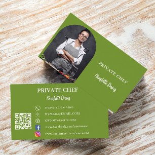 Tarjeta De Visita Albahaca del chef privado arco de foto verde códig