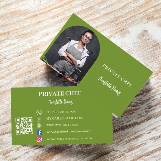 Tarjeta De Visita Albahaca del chef privado arco de foto verde códig (Subido por el creador)