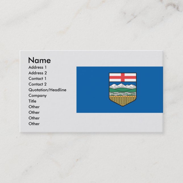 Tarjeta De Visita Alberta, Canadá (Anverso)