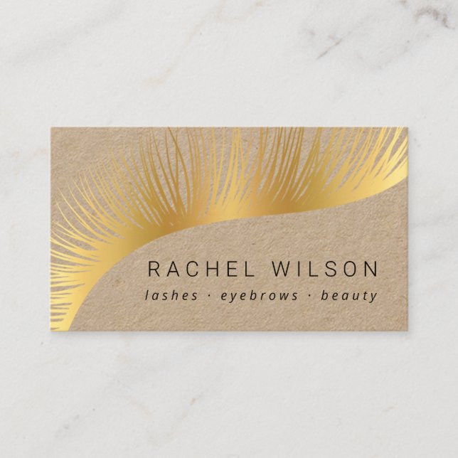 Tarjeta De Visita Alborotea pestañas de artista de maquillaje de oro (Anverso)