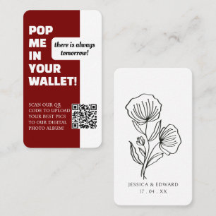 Tarjeta De Visita Álbum de fotos de código Qr del escáner rojo boda 