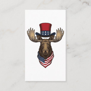 Tarjeta De Visita Alce Patriótico Grabado Vintage Diseño Vectorial_1