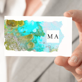 Tarjeta De Visita Alcohol Ink Glitter Graphic Artist Monogram 