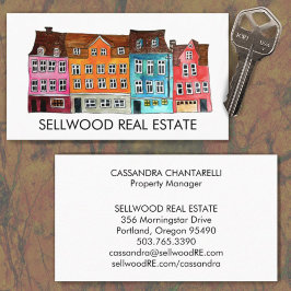 Tarjeta De Visita Aldea Watercolor Real Estate Broker Agent Lease