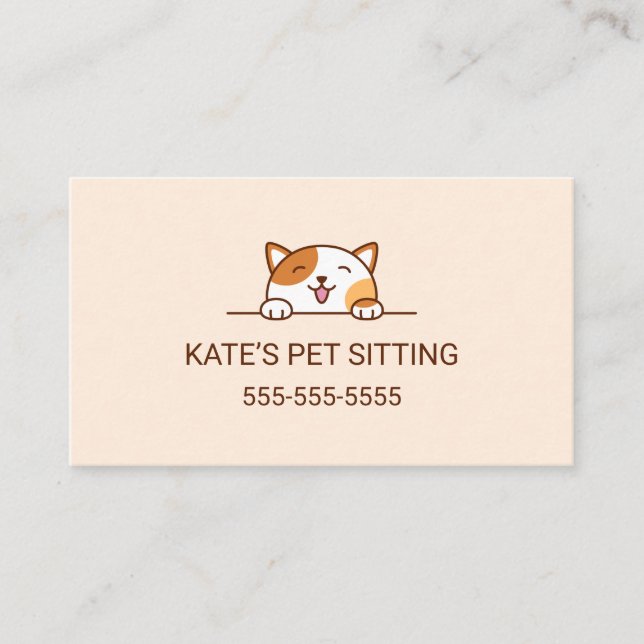 Tarjeta De Visita Alegre servicio de asiento de Mascota de Peeking d (Anverso)