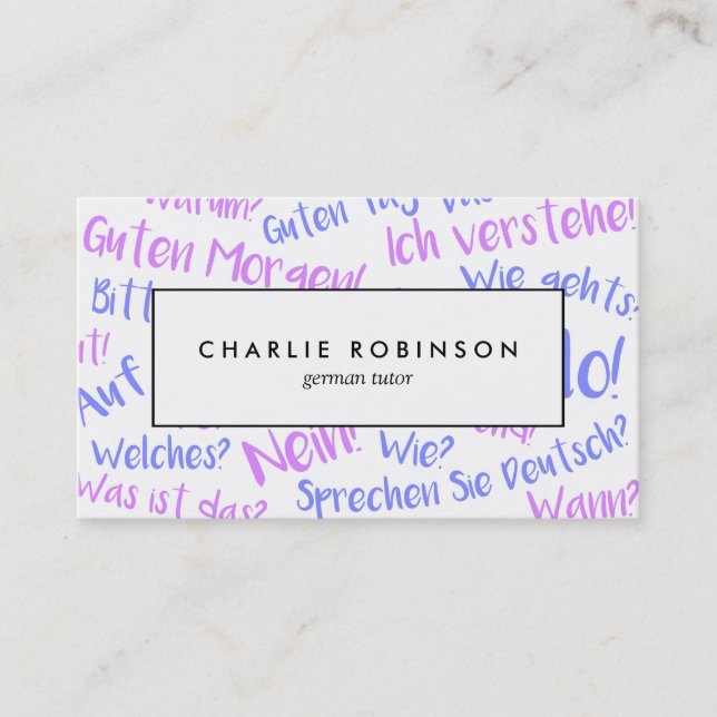 Tarjeta de visita alemana blanca y púrpura del (Anverso)