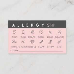 Tarjeta De Visita Alerta de alergia a alimentos de Black Pink