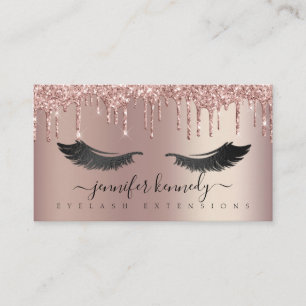 Tarjeta De Visita Aletazos Eyelash Purpurina de goteo Rosa Oro Spark