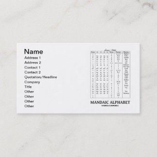 Tarjeta De Visita Alfabeto de Mandaic (lengua aramea)
