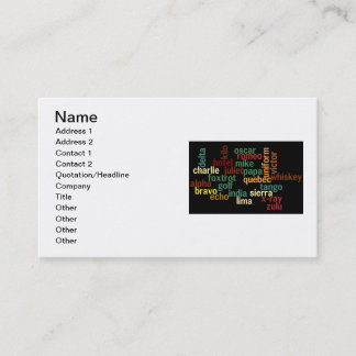 Tarjeta De Visita Alfabeto fonético de OTAN (fondo oscuro)