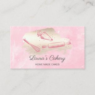 Tarjeta De Visita alfiler y bizcocho de bizcocho Panadería rosa