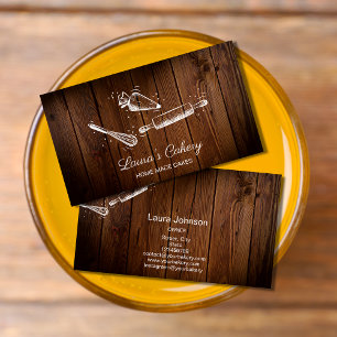 Tarjeta De Visita alfileres y bizcocho de bizcocho Bakery Rustic Woo