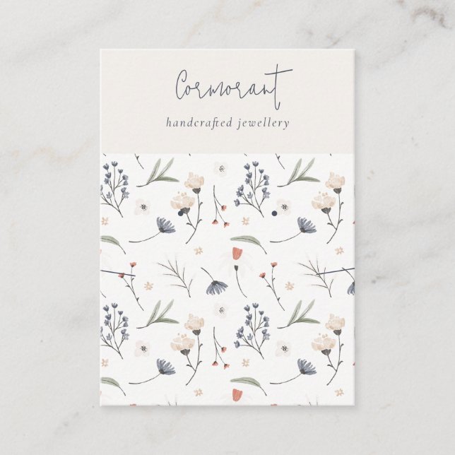 Tarjeta De Visita Alfombra de guiño de roya azul floral pastoral col (Anverso)