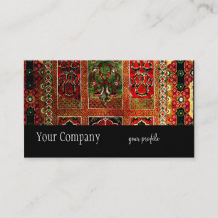 Tarjeta De Visita Alfombra Oriental verde roja