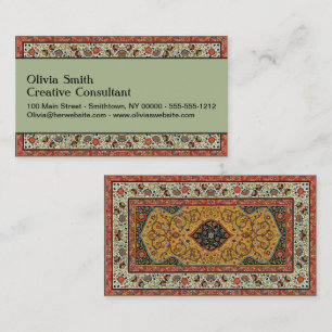 Tarjeta De Visita Alfombra Persa Antigua Diseño Elegante