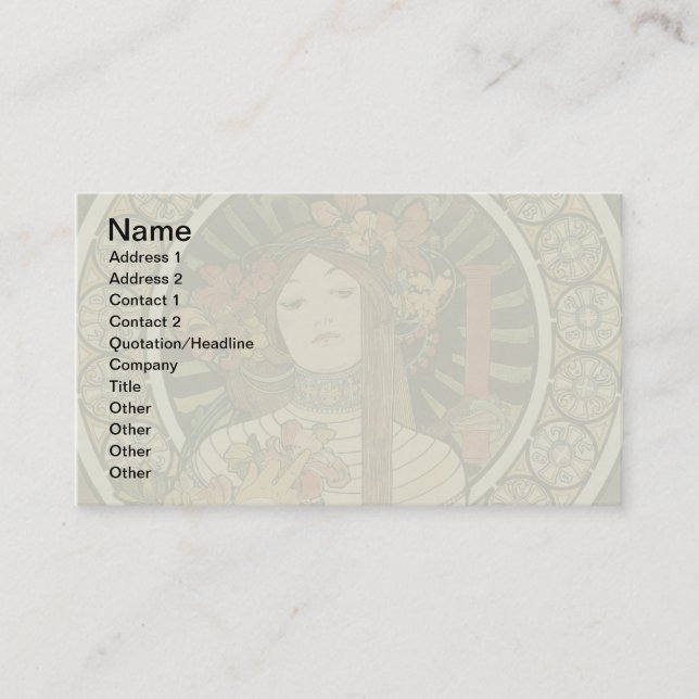 Tarjeta De Visita Alfonse Mucha Trappistine Nouveau (Anverso)