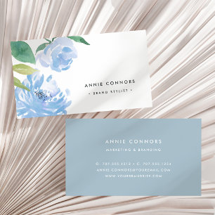 Tarjeta De Visita Algo azul   Floral acuarela