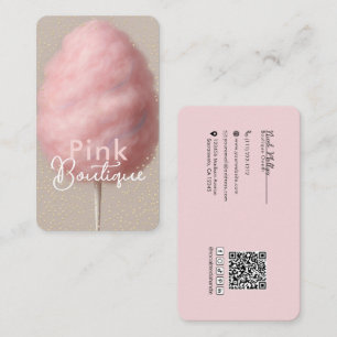 Tarjeta De Visita Algodón de azúcar rosa y confeti dorado Boutique