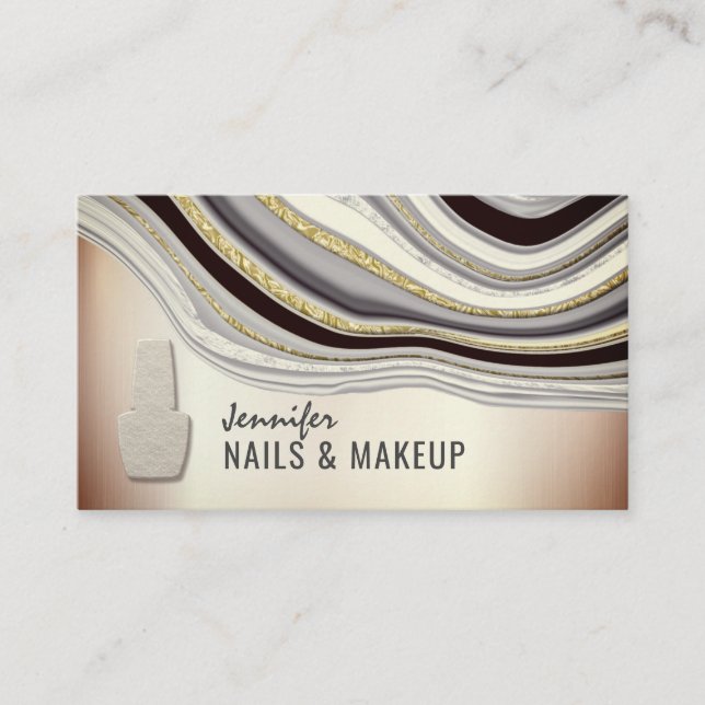 Tarjeta De Visita Algodón de plata dorada geode moda clavo metálico (Anverso)