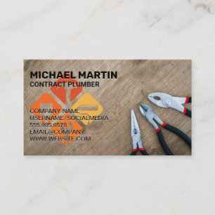 Tarjeta De Visita Alicates en mesa de madera   Herramientas manuales