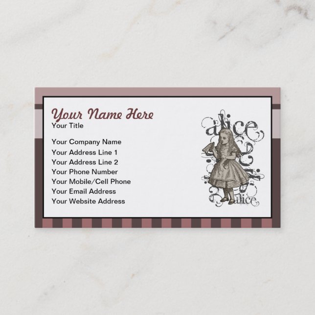 Tarjeta De Visita Alicia en el Grunge del país de las maravillas (Anverso)
