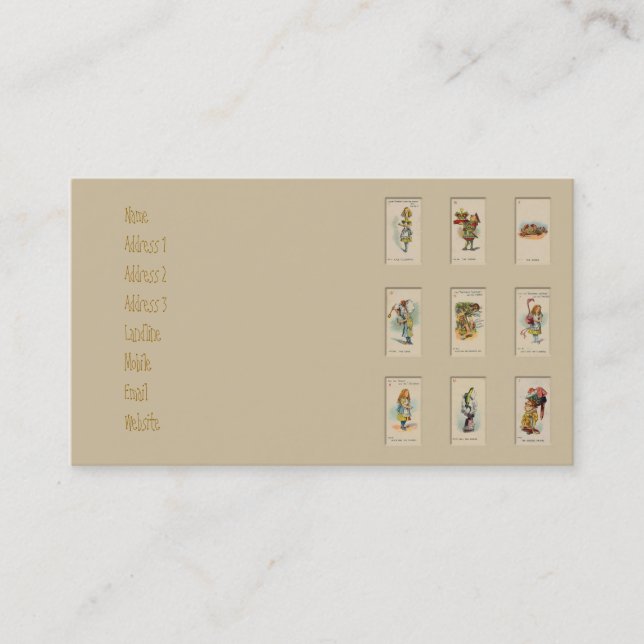 Tarjeta De Visita Alicia en el país de las maravillas (Anverso)