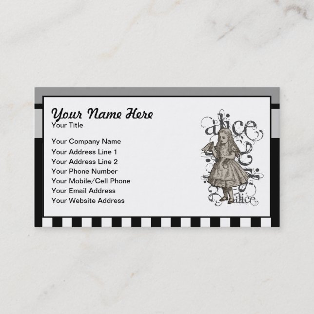 Tarjeta De Visita Alicia En El País De Las Maravillas (Anverso)