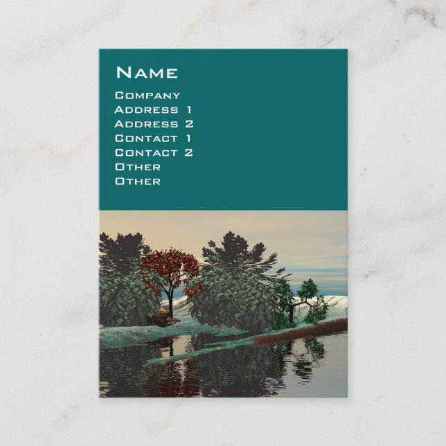 Tarjeta De Visita ALIEN LANDSCAPE, TRERES LAGO HYPERION Sci Fi Green (Anverso)