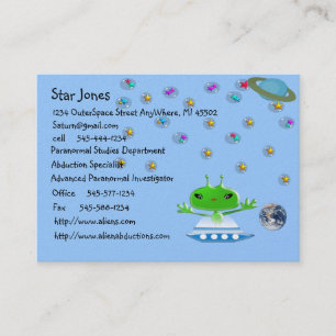 Tarjeta De Visita Alienígenas del espacio ultraterrestre verde lindo