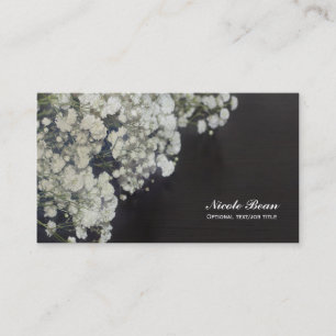 Tarjeta De Visita Aliento de Bebé Floral y Madera Rústica Oscura Ele