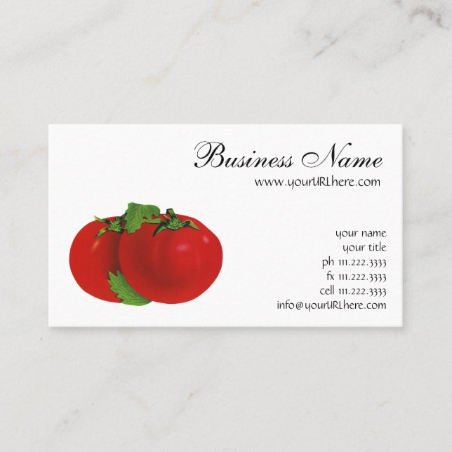 Tarjeta De Visita Alimentos de cosecha, tomate eritreo orgánico de m (Anverso)