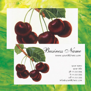Tarjeta De Visita Alimentos de Frutas Vintage, Cerezas Maduras de un