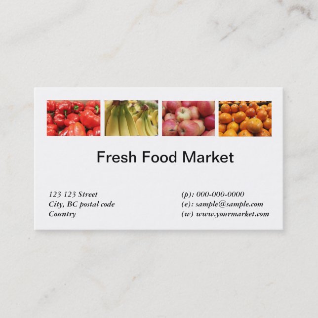 Tarjeta De Visita Alimentos frescos, frutas y verduras (Anverso)