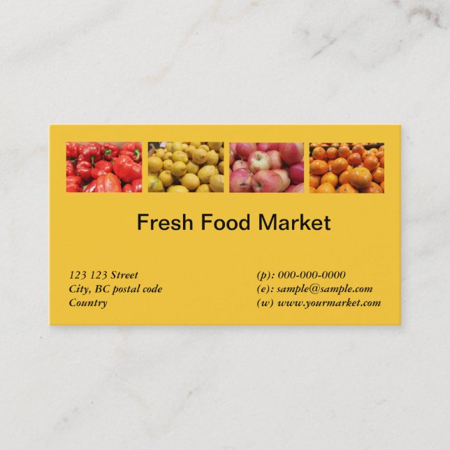 Tarjeta De Visita Alimentos frescos, frutas y verduras (Anverso)