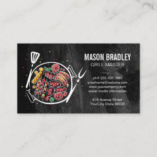 Tarjeta De Visita Alimentos para Barbacoa Dibujo Culinario Cocin