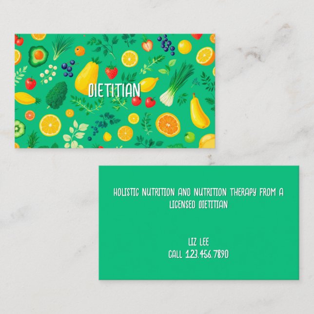 Tarjeta De Visita Alimentos saludables para nutricionistas (Anverso / Reverso)
