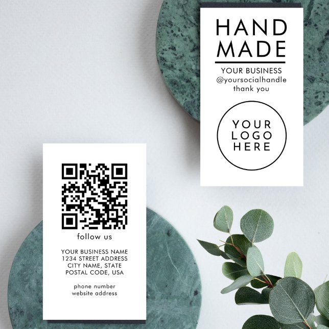 Tarjeta De Visita All-in-one Handmade Qr Code Logo Modern Minimalist (Subido por el creador)