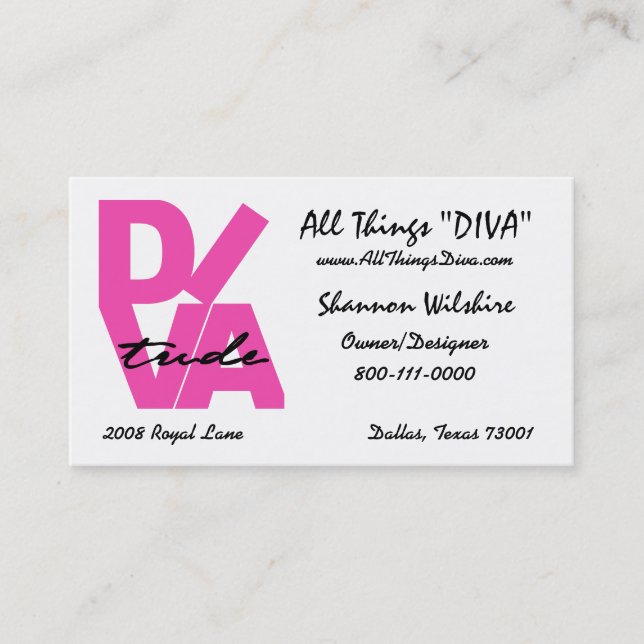 Tarjeta De Visita "All Things Diva" (Anverso)