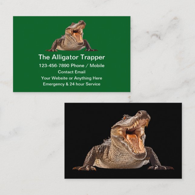 Tarjeta De Visita Alligator Animal Trapper Theme (Anverso / Reverso)